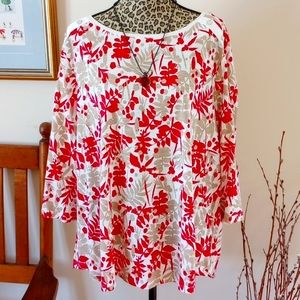 Coral Bay Woman's 3/4 Sleeve Shirt Size:2X Color:White, Tan, Fuschia NWT